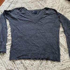 Navy Blue V neck Long sleeve American Eagle Shirt Sweater